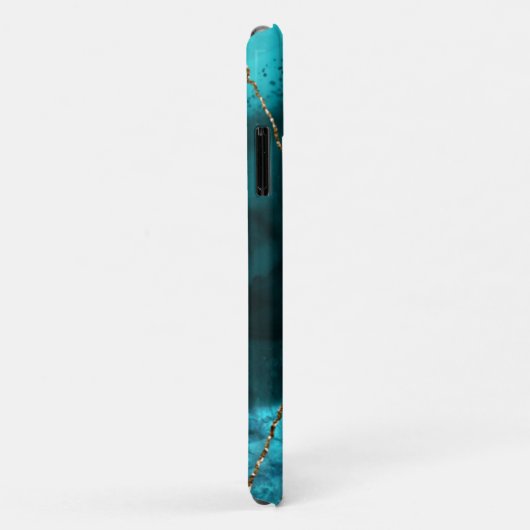 Monogram Teal Zilver Glitter Agate Chic Modern Case-Mate iPhone Case (Achterkant/rechts)