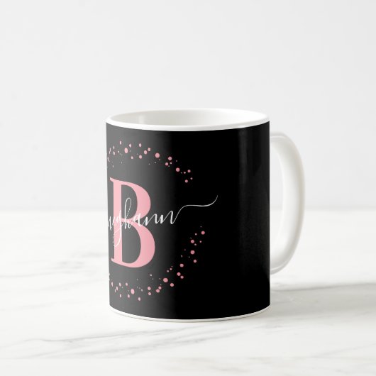 Monogram-teken voor Girly Trendy Pink Koffiemok (Voorkant rechts)