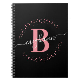 Monogram-teken voor Girly Trendy Pink Notitieboek