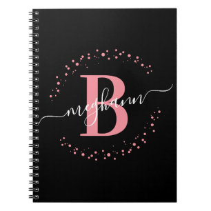 Monogram-teken voor Girly Trendy Pink Notitieboek