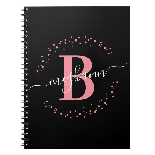 Monogram-teken voor Girly Trendy Pink Notitieboek (Voorkant)