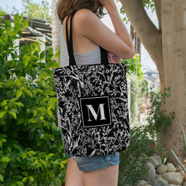 Monogram Tekst Floral Bloedschaal Tote Bag
