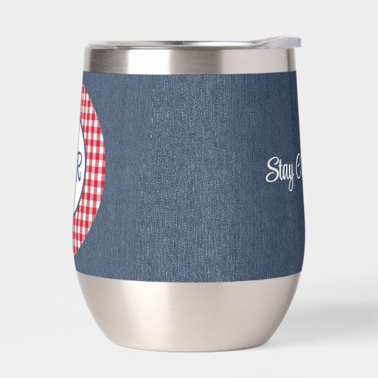 Monogram, tekst | Red Gingham Denim Roestvrij staa (Links)