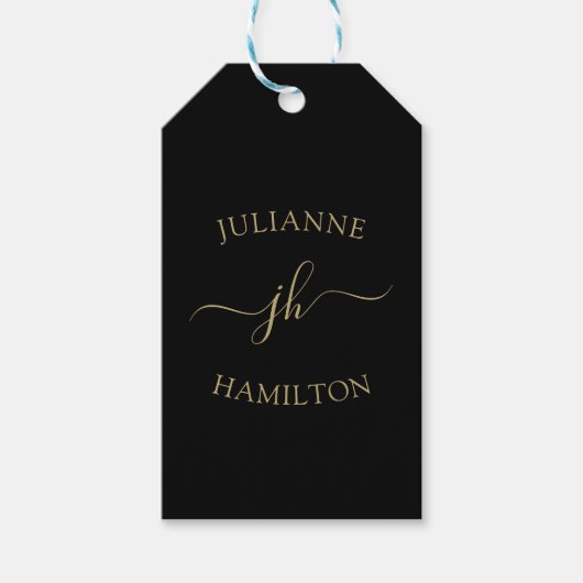 Monogram Tekst Sjabloon Cadeaubijslagsels Cadeaulabel (Voorkant)