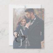 Monogram Tekstbedekking Typografie Foto Weddenscha Kaart (Achterkant)