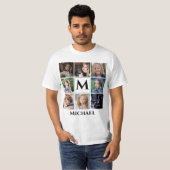 Monogram Tekstinstagram Foto collage toevoegen T-shirt (Voorkant volledig)