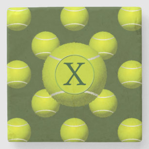 Monogram Tennis Balls Sportpatroon, Stenen Onderzetter