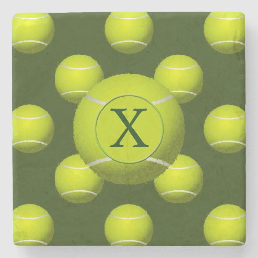 Monogram Tennis Balls Sportpatroon, Stenen Onderzetter (Voorkant)