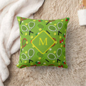 Monogram Tennis Thema Green Patterned Kussen (Deken)