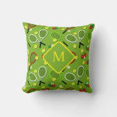 Monogram Tennis Thema Green Patterned Kussen (Voorkant)