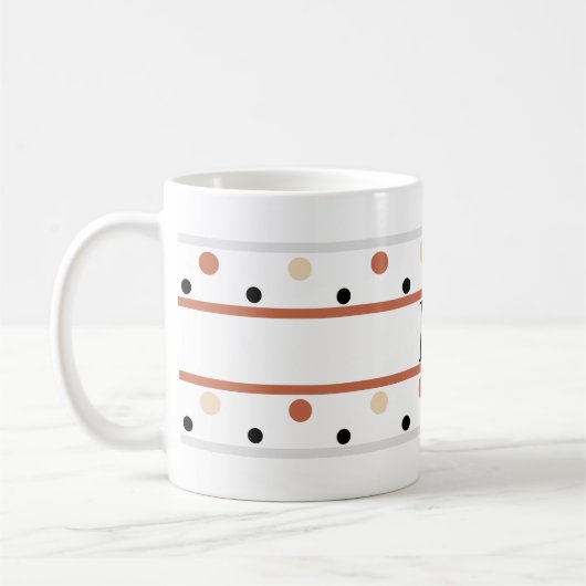 Monogram Terra Cotta Zand Polka Dots Koffiemok (Links)