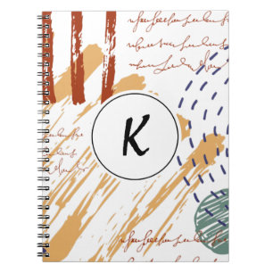 Monogram Terracotta Abstract Doodle Notitieboek