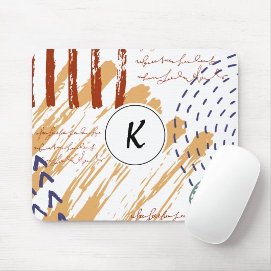 Monogram Terracotta Abstracte Doodle Muismat (Met muis)