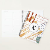 Monogram Terracotta Abstracte Doodle Planner (Display)