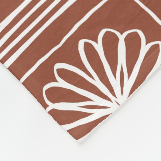 Monogram Terracotta Boho check bloemenpatroon Fleece Deken (Hoek)