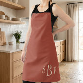 Monogram Terracotta Boho Mid Century Kitchen Gift Schort