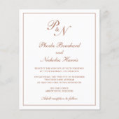 Monogram Terracotta Budget Wedding Uitnodiging (Voorkant)
