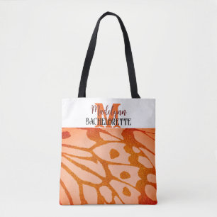 Monogram Terracotta Butterfly Wing Bridesmaid Tote Bag