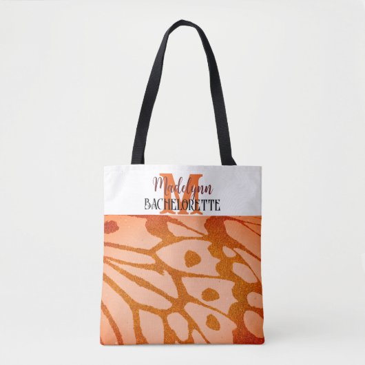 Monogram Terracotta Butterfly Wing Bridesmaid Tote Bag (Voorkant)