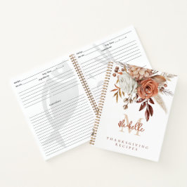 Monogram Terracotta Florals Thanksgiving Recipes Notitieboek
