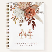 Monogram Terracotta Florals Thanksgiving Recipes Notitieboek (Voorkant)