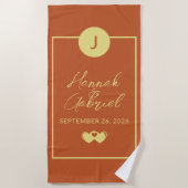 Monogram terracotta goud strandlaken (Voorkant)