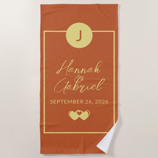 Monogram terracotta goud strandlaken (Voorkant)