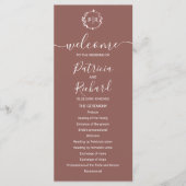 Monogram Terracotta Huwelijksprogramma Programmakaart (Voorkant)