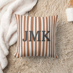 Monogram Terracotta Modern Strepen Minimalistisch Kussen