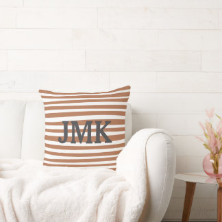 Monogram Terracotta Modern Stripes Minimalist  Kussen