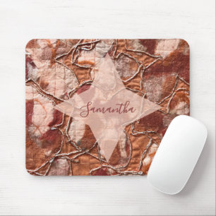 Monogram Terracotta Oranje Boho Retro Abstract Muismat