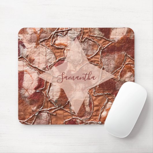Monogram Terracotta Oranje Boho Retro Abstract Muismat (Met muis)