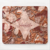 Monogram Terracotta Oranje Boho Retro Abstract Muismat (Voorkant)