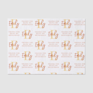 Monogram Terracotta Pattern Bridesmaid Bedankt Tis Tissuepapier