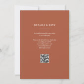 Monogram Terracotta QR Code Trouwfeest Kaart (Achterkant)