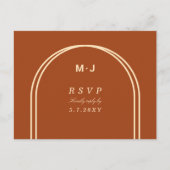 Monogram Terracotta RSVP Aangepast maalverzoek Briefkaart (Voorkant)