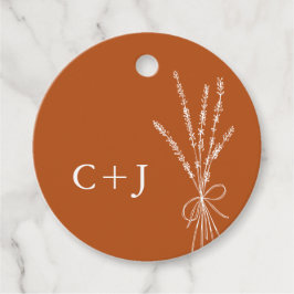 Monogram Terracotta Simple Botanical Wedding Bedankjes Labels