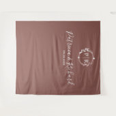 Monogram Terracotta Trouwachtergrond Wandkleed (Voorkant (horizontaal))