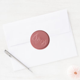 Monogram terracotta waszegel trouwstickers ronde sticker