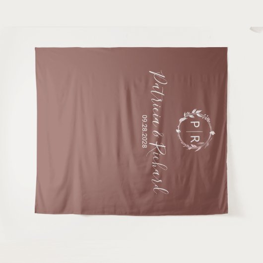 Monogram Terracotta Wedding Backdrop Wandkleed (Voorkant (horizontaal))
