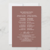 Monogram Terracotta Wedding Programme Kaart (Achterkant)