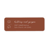 Monogram Terracotta Wedding Return Label (Voorkant)