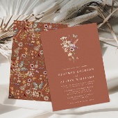 Monogram Terracotta Wedding Uitnodiging