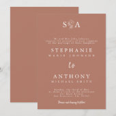 Monogram Terracotta Wildflower bruiloft Kaart (Voorkant / Achterkant)