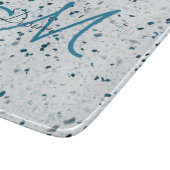 Monogram Terrazzo Blauwgroen Blauw Groen Grijze Re Snijplank (Hoek)