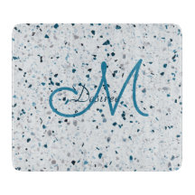 Monogram Terrazzo Blauwgroen Blauw Groen Grijze Re