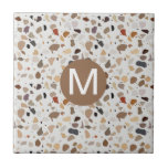 Monogram Terrazzo Moderne Stenen look Tegeltje<br><div class="desc">Dit ontwerp kan worden gepersonaliseerd door de aanpassingsoptie te kiezen om tekst toe te voegen of andere veranderingen aan te brengen. Als dit product de optie heeft om het ontwerp naar een ander object over te brengen, moet u het ontwerp zo nodig aanpassen. Neem contact met me op colorflowcreations@gmail.com als...</div>