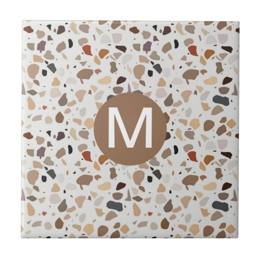 Monogram Terrazzo Moderne Stenen look Tegeltje (Voorkant)