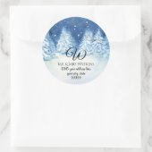 Monogram Terugadres Besneeuwd Winterbos Ronde Sticker (Tas)