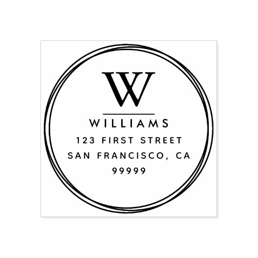 Monogram Terugkeeradres Rubber Stempel (Afrduk)